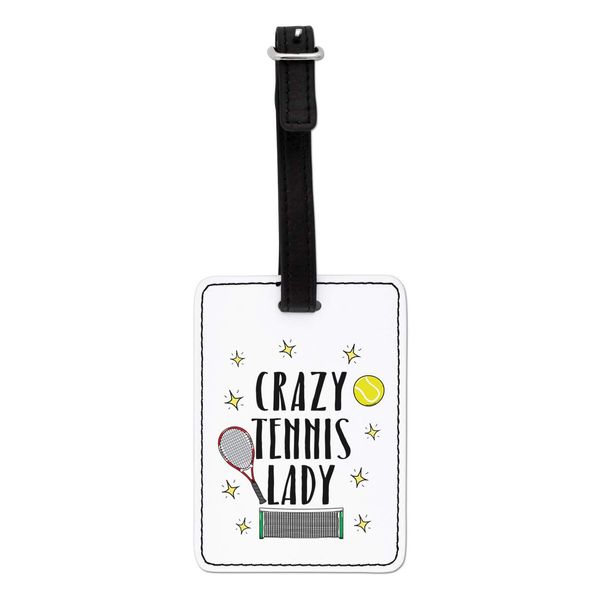 Gift Base Crazy Tennis Lady Visual Luggage Tag with Black Strap