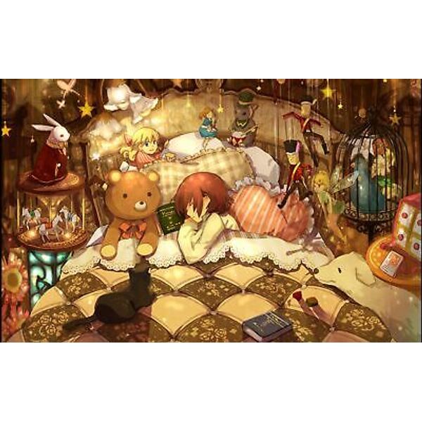 Anime girls sleeping in bed closed eyes toys original Playmat Game Mat Desk