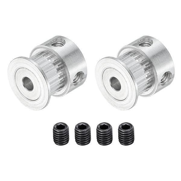 uxcell Timing Pulley 20 Teeth 5mm Bore Aluminum Synchro Wheel with M4 Screw for 3D Printer Belt, CNC Machines 2pcs