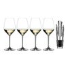 Riedel Extreme Riesling Wine Glass Set of 4 Clear and Wine Pourer with Stopper
