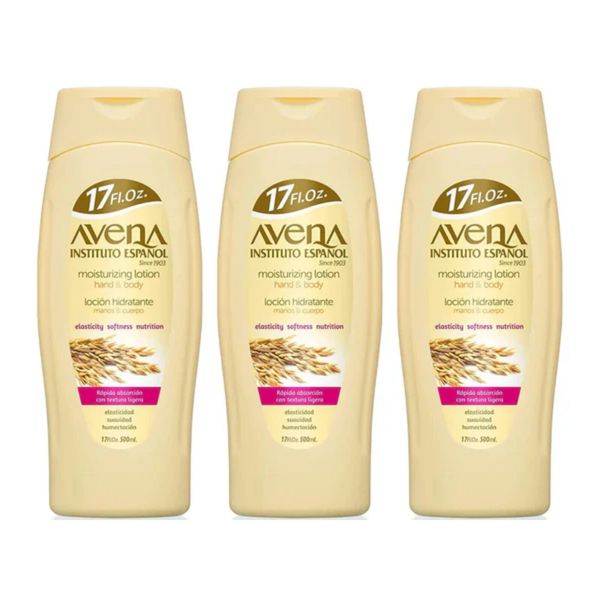 Avena Instituto Español Moisturizing Hand and Body Lotion, 17oz. (Pack of 3)