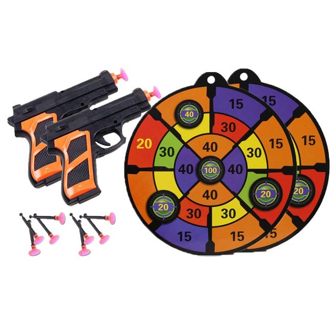 Fumemo Suction Darts Shooting Targets Game Toy Gun Pistol 2 Targets Set