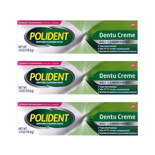 Polident Cream,Paste Dentu-Creme 3.90 oz (Pack of 3),Mint