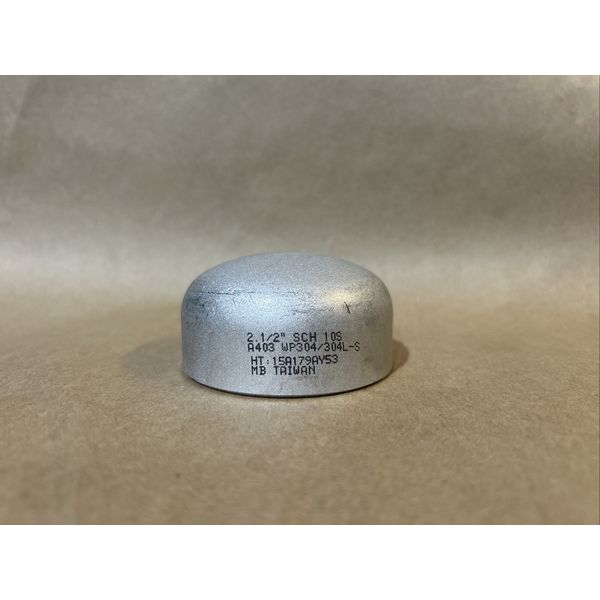 2 1/2” SCH 10S Stainless Steel Cap Butt Weld