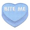 Bite Me Candy Heart Patch Valentines Day Blue Embroidered Iron On