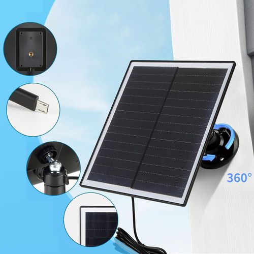 Folgtek Solar Charger DIY Battery Solar Panel 6W 5V IP65 Waterproof with Micro USB Cable for Outdoor CCTV Surveillance Cameras