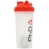 PhD Nutrition Mixball Shaker, Shaker for Protein Shakes, Wire Mixball Whisk, Red Non-Drip Screw Lid, Transparent Colour, 600 ml