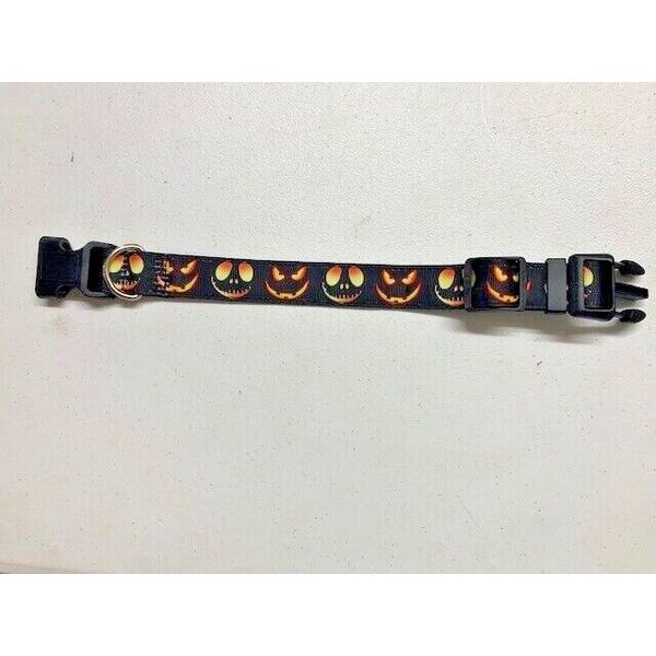 Pumpkin Dog Collar Black Halloween Size Small