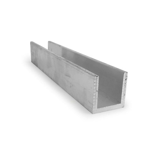 6063 Aluminum U-Channel, Unpolished (Mill) Finish, Extruded, T52 Temper, AMS QQ-A-200/9/ASTM B221, Equal Leg Length, Squared Corners, 3" Base Width, 0.125" Wall Thickness, 12" Length, OnlineMetals