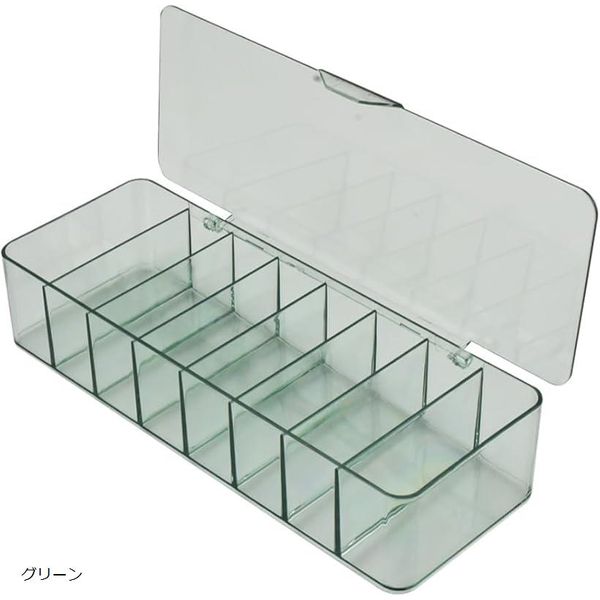 5x points on all items ★ Shopping marathon Contact lens storage case with lid, 8 rows, dividers, see-through, accessories, portable, travel, business trip (green)