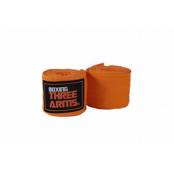 Three Arms Boxing Bandage Hand Wraps Set of 2, Boxing Gloves, Stretchable, 177.2 inches (450 cm), orange