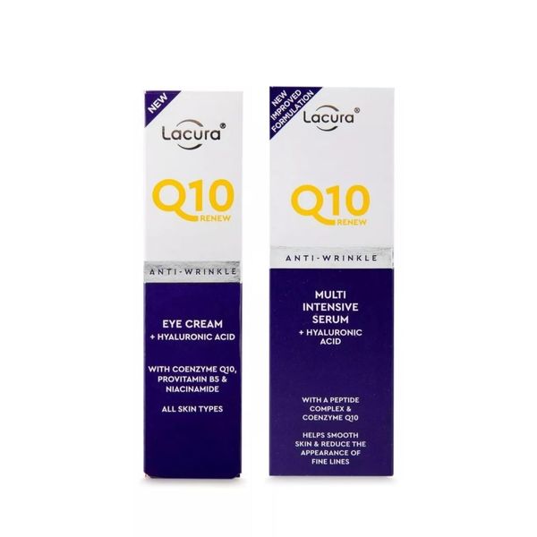 Aldi Lācurā - Eye Cream & Multi-Intensive Serum - Q10 - Anti-Wrinkle - With Hyaluronic Acid | 20mL + 50mL [BUNDLE]