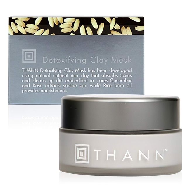 THANN Detoxifying Facial Clay Mask - Pore Minimizing Bentonite Clay Mask with Rice Bran Oil, Cucumber and Rose Extracts, Skin Detox Mask for Oil Control, Paraben Free, Alcohol Free (100 g / 3.5 oz.)