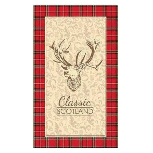 Scottish Tea Towel Stag Print Scotland Souvenir Gift Stewart Tartan Cotton Wild