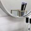 Pemberly Row 18" Round Mid-Century Metal Frame Hooked Mirror in Silver