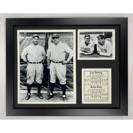 Babe Ruth & Lou Gehrig Autographed New York Yankees Framed Cut Signatures