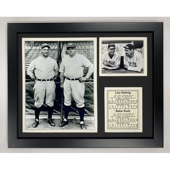 Legends Never Die New York Yankees Lou Gehrig and Babe Ruth Framed Photo Collage, Bats, 11x14-Inch