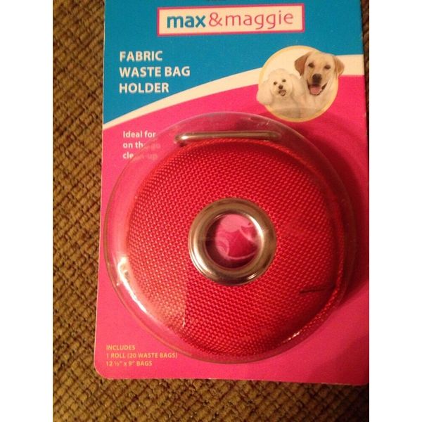 Max And Maggie Red Fabric Pet Waste Bag Holder with Roll of Bags