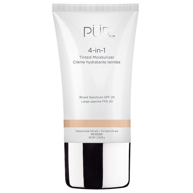 PÜR 4-in-1 Mineral Tinted Moisturiser, Broad Spectrum SPF 20, Moisturiser, Primer, Foundation & Sun Protection All In One, Infused with Powerful Hydrators, Gluten-Free, Vegan Friendly - Light 50g