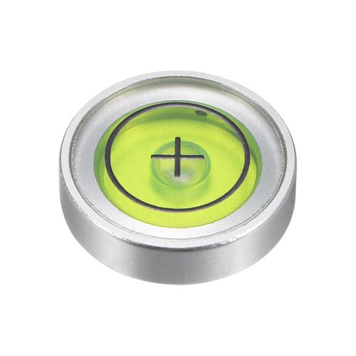 HARFINGTON Round Bubble Level 14.5x3.8mm Mini Circular Bullseye Spirit Levels for Leveling Camera Tripod Telescope Workshop Turntable Pictures Frame, Silver Green