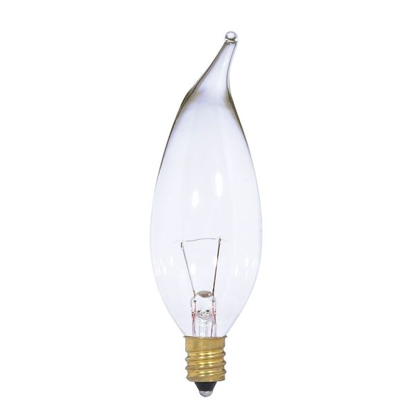 Satco S3868 12V Candelabra Base 25-Watt CA10 Light Bulb, Clear