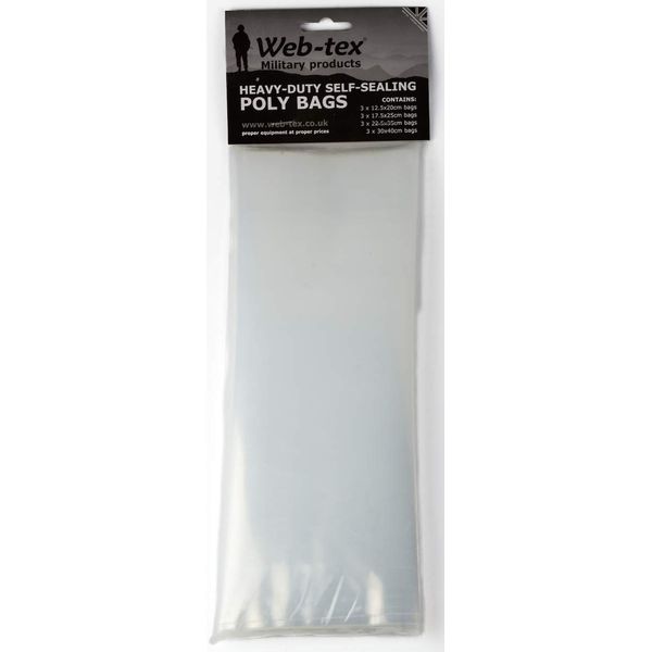 Web-tex Heavy Duty Resealable Poly Bag Set 12 Pack