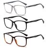 Fsread 3 Pack Blue Light Blocking Reading Glasses for Men Spring Hinge Sport Square Reader TR90 Anti Glare Computer Glasses +3.0