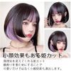 Villo Wig, Princess Cut, Inner Color, Short, Pink, Black Hair, Straight Wig, Cosplay, Natural, Cross-Dressing, Wig, Gift Box Included (Purple)