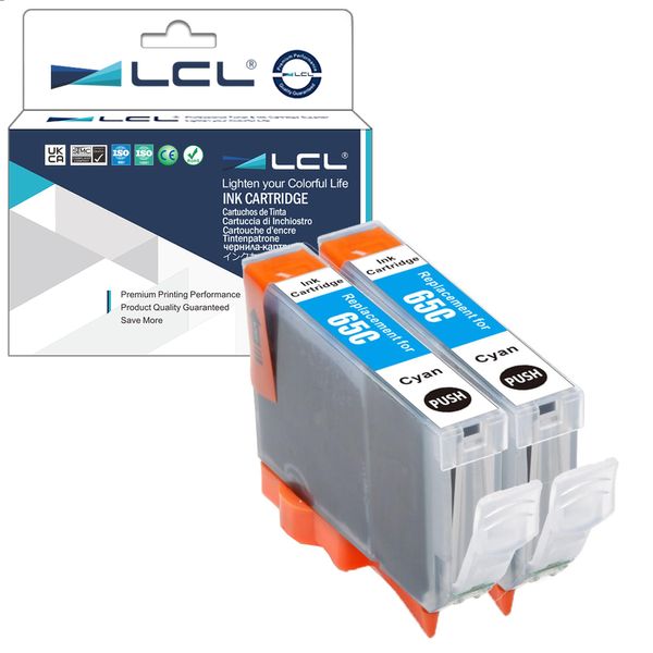 LCL Compatible Ink Cartridge CLI65 CLI-65 C CLI-65C(2-PACK Pigment Cyan) Replacement for Canon PIXMA PRO-200