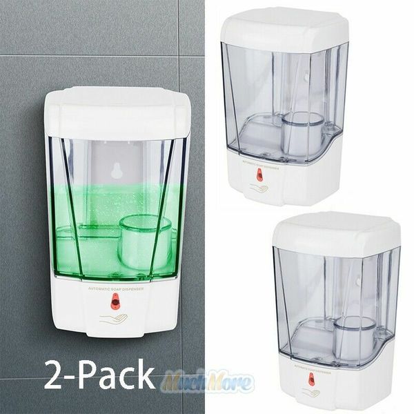 Automatic Soap Dispenser 700ML IR Sensor Wall Mount Liquid Soap Container 2 pack
