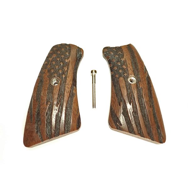 Walnut American Flag Ruger GP100 Grip Inserts