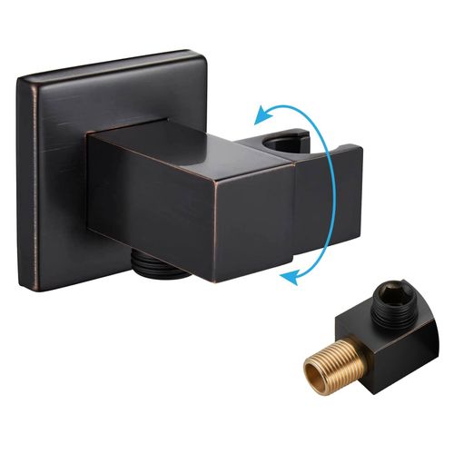 gotonovo Oil-Rubbed Bronze Solid Brass Wall Mounted Handheld Shower Holder Modern Bathroom Swivel Shower Bracket Elbow with Shower Hose Connector by Male G1/2" Water Oulet