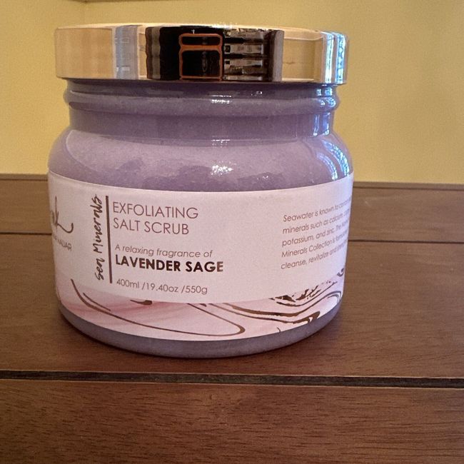 MANNA KADAR Sea Minerals Exfoliating Salt Scrub (Lavender Sage). New