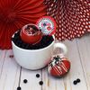 Hot Chocolate Bomb Red Mug With Striped Border All-Occasion Hot Cocoa Bomb Sticker Labels, 40 2" Circle Stickers by AmandaCreation