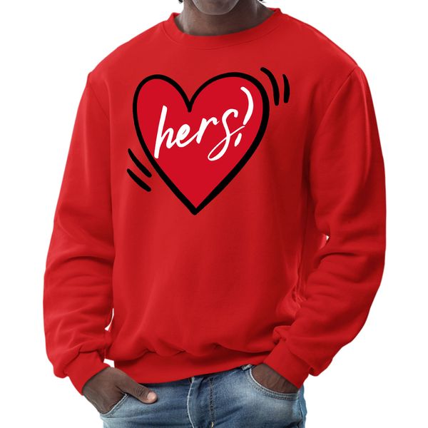 Mens Graphic Sweatshirt, Say it Soul Her Heart, Couples - Red / S