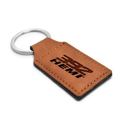 iPick Image Compatible with HEMI 392 Rectangular Brown Leatherette Key Chain