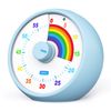 Visual Timer for Kids, 60-Minute Countdown for Classroom Office Kitchen, Desk Timer Kids Time Management Tools with Silent Operation, Pomodoro Time Rainbow Pattern (Blue)