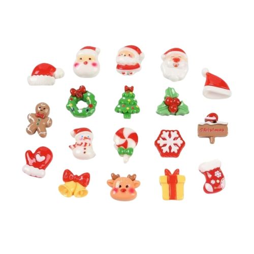DanLingJewelry 90Pcs 18 Styles Christmas Resin Flatback Beads Mini Xmas Embellishments Charms for DIY Crafts Scrapbooking Phone Cases Hair Clips Nail Art Decor