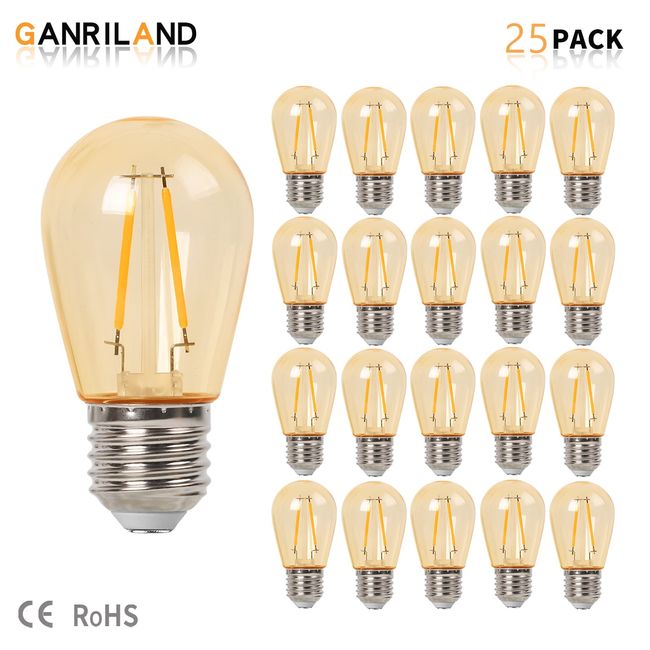 Amber C7 Led Bulb E14 220V E12 110V Filament Lamp 0.5W Retro Vintage  Replaceable Warm White For String Light Christmas Lights