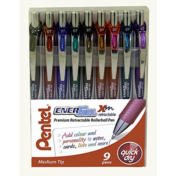 Pentel Energel XM Retractable YBL77/9-M Wallet - Assorted Colours