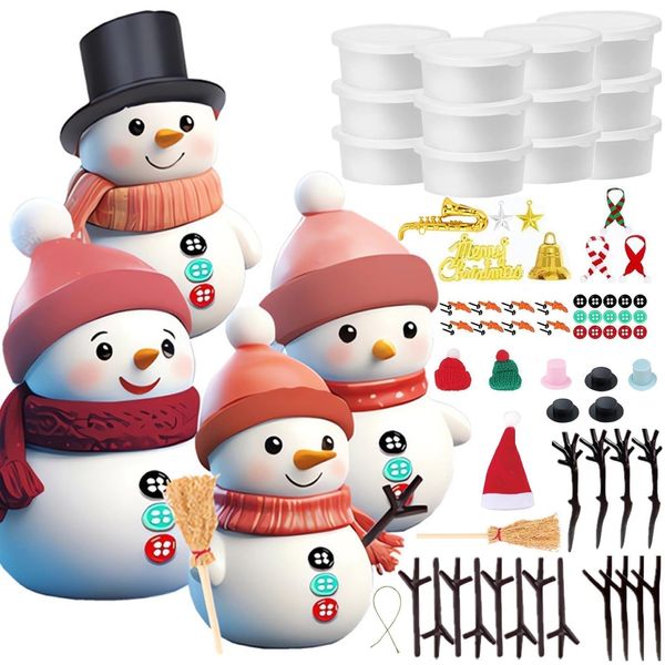 Christmas Crafts Snowman for Kids 12 Pack Build a Snowman Craft Kit Modeling Clay Snowman Playdough DIY Making Toys Favors for Kids