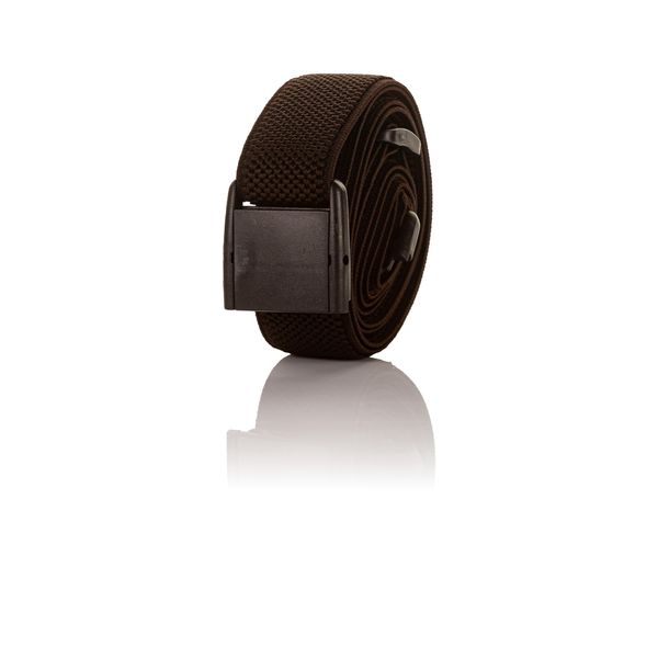 Olata Fully Adjustable Unisex Elasticated Belt with Plastic Clip Buckle. Dark Brown