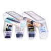 AB Designs Bin Pack, [6] Long Home Organizer Storage Boxes with Lids, Translucent Clear
