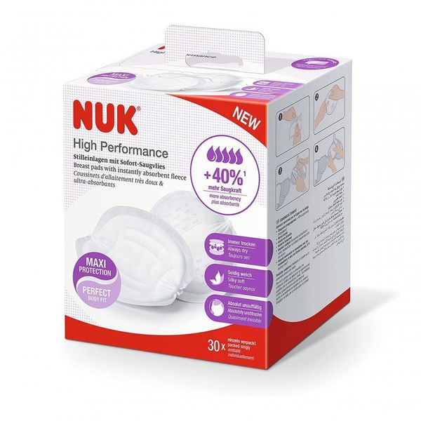 NUK High Performance Disposable Breast Pads | Nursing Pads for Breastfeeding | 30 Count