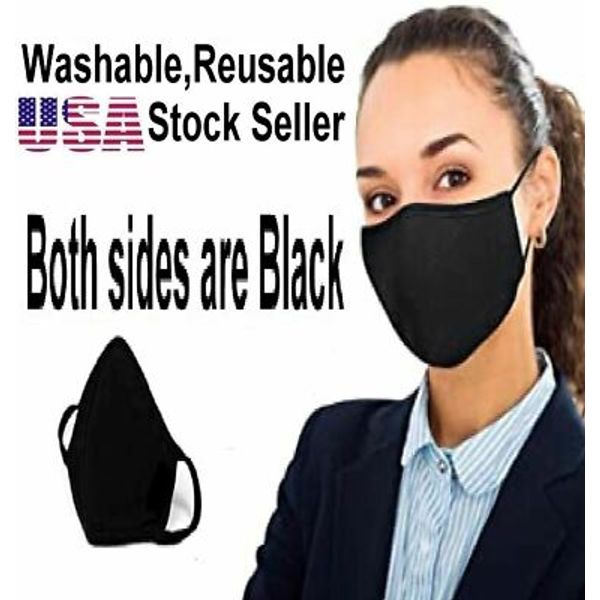 Mascarilla 12 PCs Lavable Reutilizable Algodón Aliento Cómodo Doble Capa Negro
