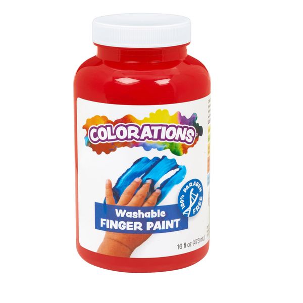 Colorations CWFRE Washable Finger Paints, Red, Non-Toxic, Creamy, Vibrant, Kids Paint, Craft, Hobby, Fun, Art Supplies, Young Kids, Finger Painting, Hand Painting, 16 oz.