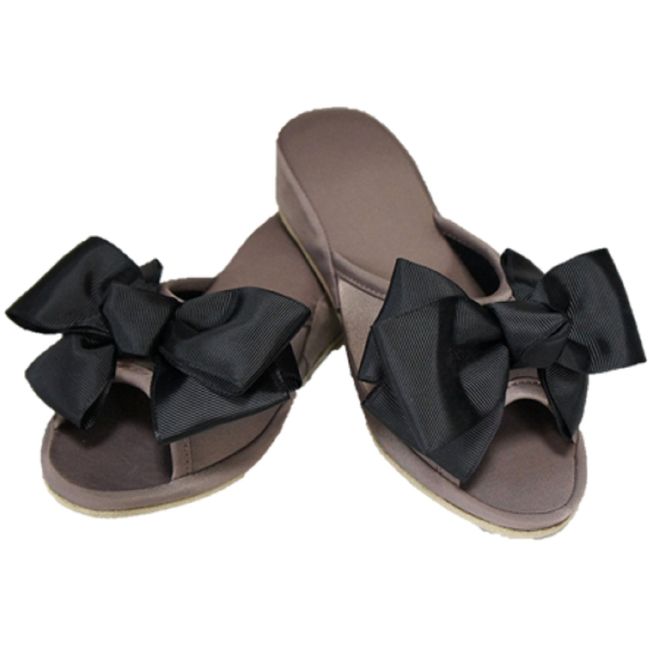 Classic Interior 71018SP-GB/BK [Beauty Legs Princess Room Shoes] Ribbon L Size Gurege/Black