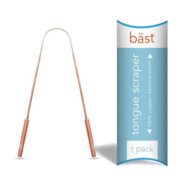 Bäst Tongue Scraper • 100% Copper (1 Pack) Premium Tongue Cleaner • Improve Oral Health • Ayurvedic Cleaning Tool