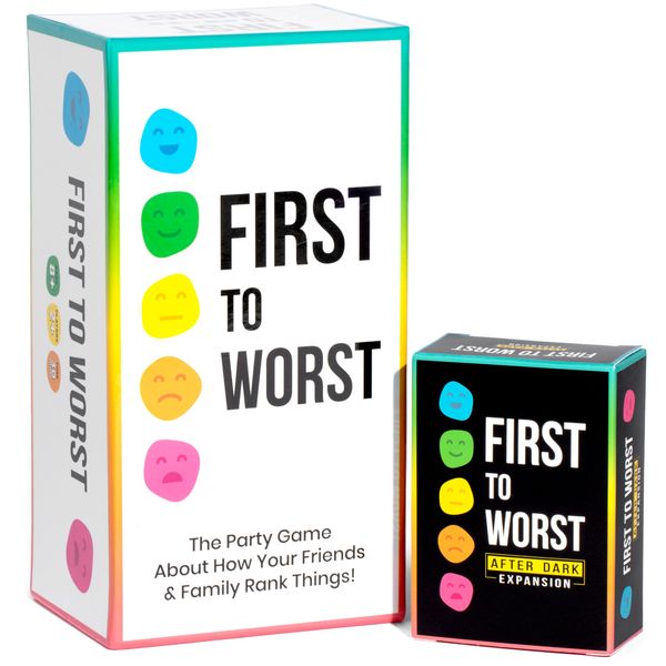 FIRST TO WORST Party Game + After Dark Expansion Set - The Card Game About How Your Friends & Family Rank Things - Adult Card Game for College Students, Groups & Fun Parties with Polarizing Priorities