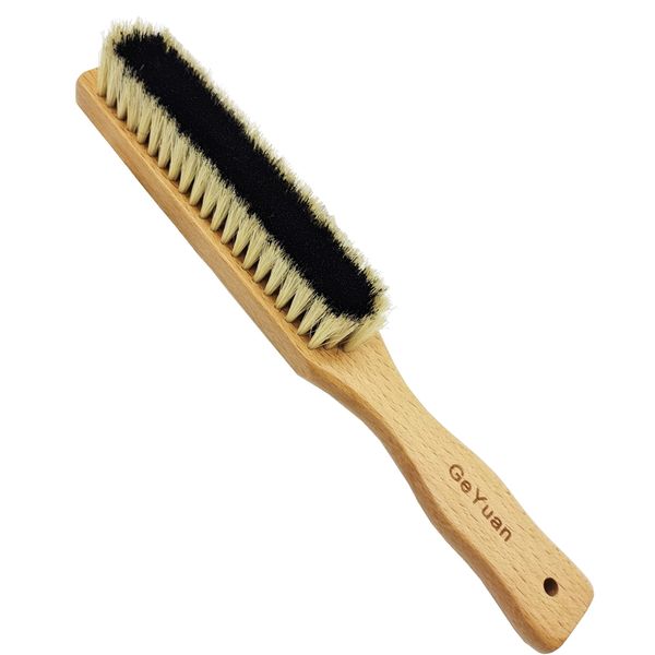 GeYuan Clothes Brush, Pilling Removal, Shoe Brush, Suit Brush, Large, Unisex, Natural Pig Hair, Static Removal, Wooden Long Pattern, Dust Removal, Pollen Protection